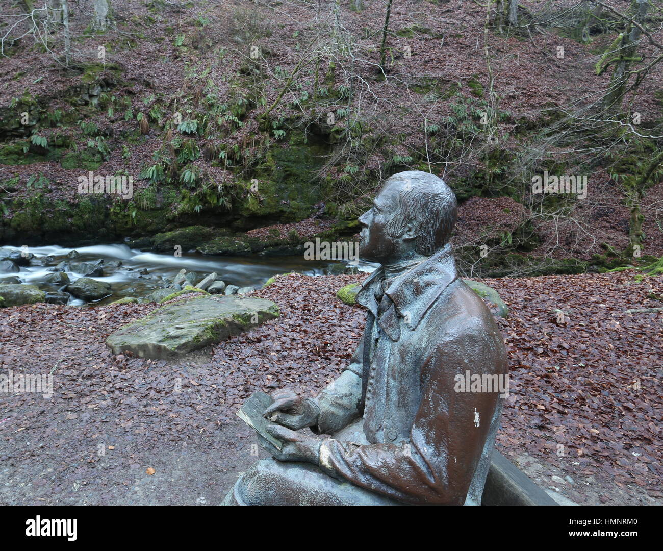 Robert Burns statua in Moness Glen vicino a Aberfeldy in Scozia Febbraio 2017 Foto Stock