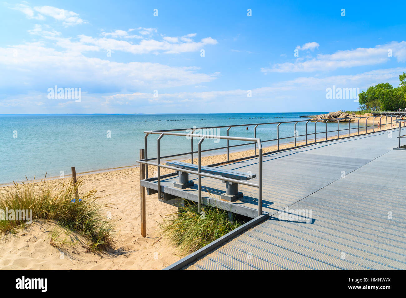 Passeggiata costiera lungo la spiaggia nella città di Hel, Mar Baltico, Polonia Foto Stock