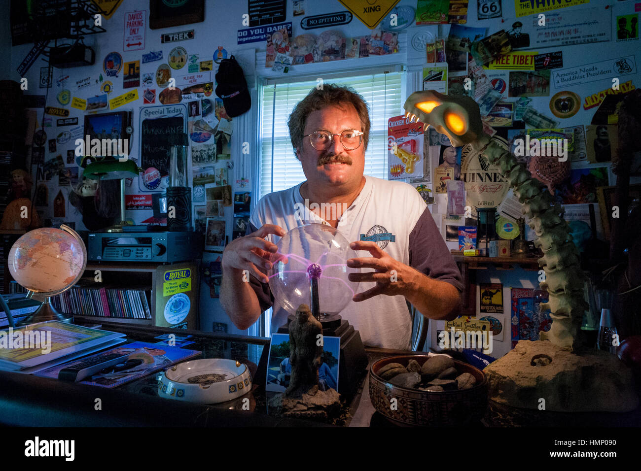 L'autore David Hatcher Childress al mondo Explorers Club in Kempton, Illniois. Foto Stock