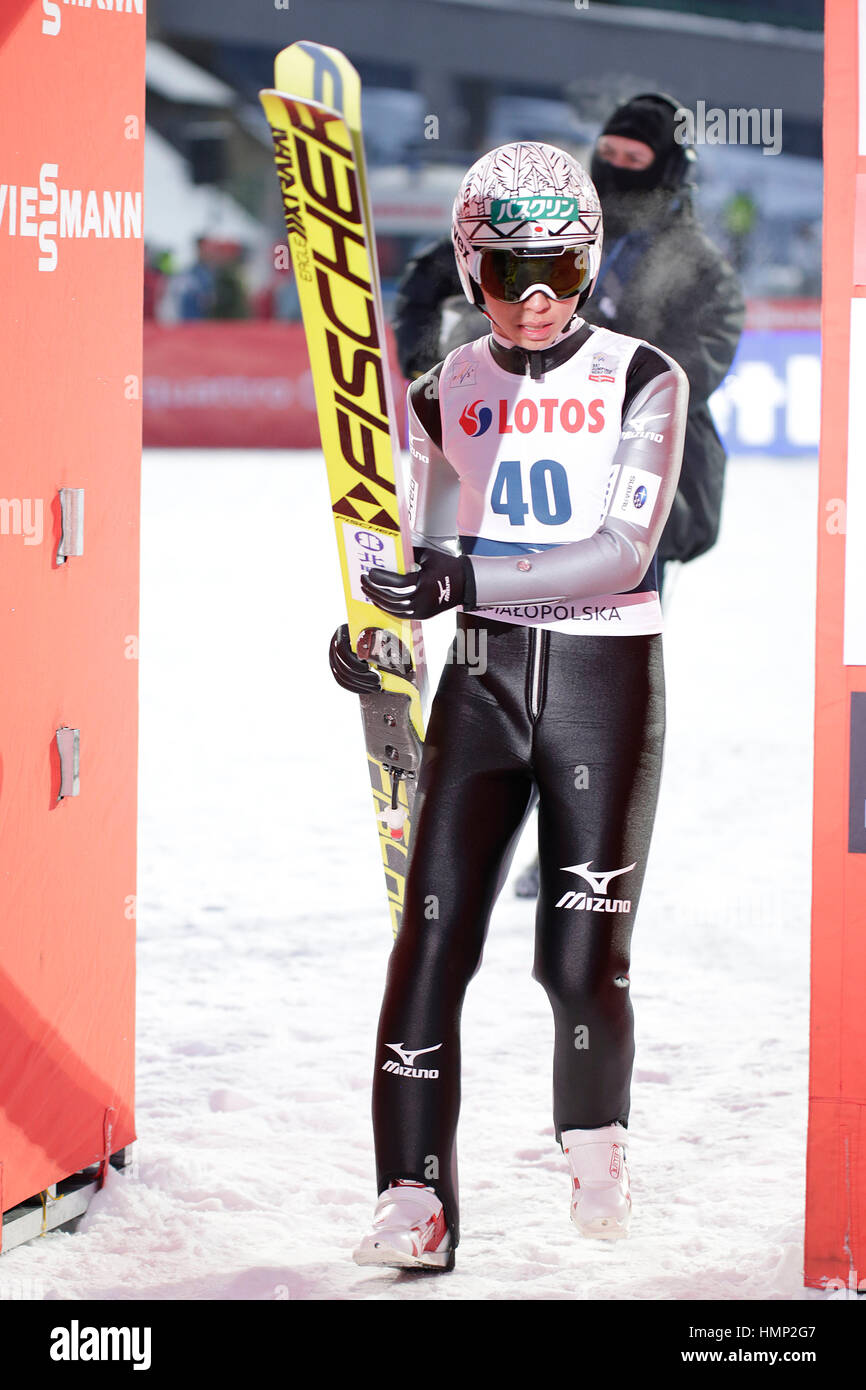 ZAKOPANE, Polonia - 22 gennaio 2016: FIS Ski Jumping World Cup a Zakopane o/p Kento Sakuyama JAP Foto Stock