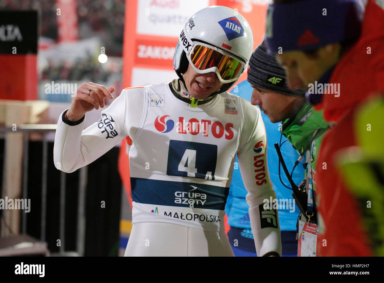 ZAKOPANE, Polonia - 23 gennaio 2016: FIS Ski Jumping World Cup a Zakopane o/p Kamil Stoch POL Foto Stock