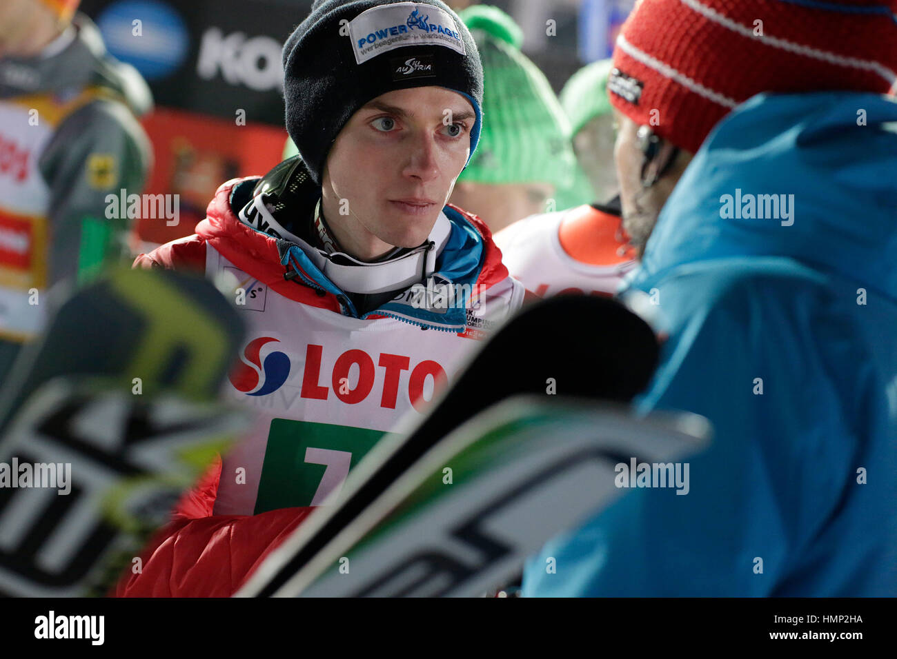 ZAKOPANE, Polonia - 23 gennaio 2016: FIS Ski Jumping World Cup a Zakopane o/p Manuel Poppinger AUT Foto Stock