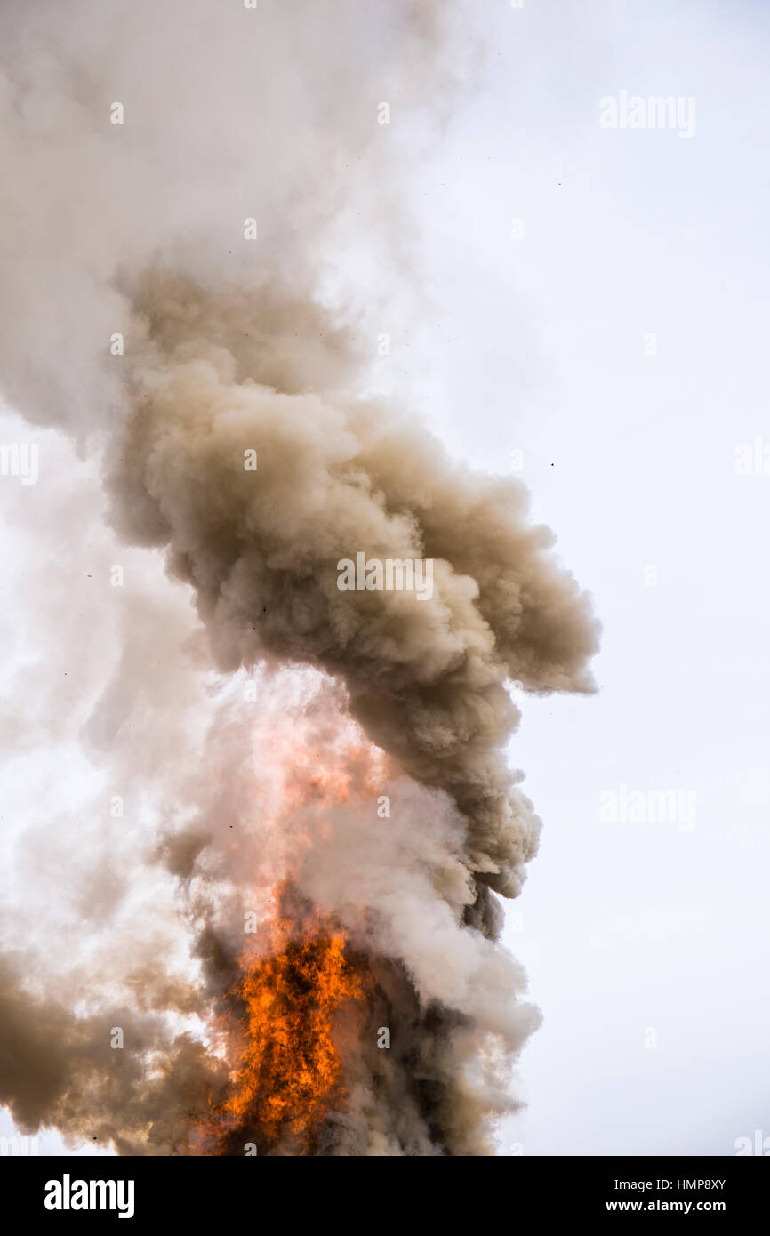 Incendio al festival italiano nel comune di Nepi, in Viterbo in Italia Foto Stock