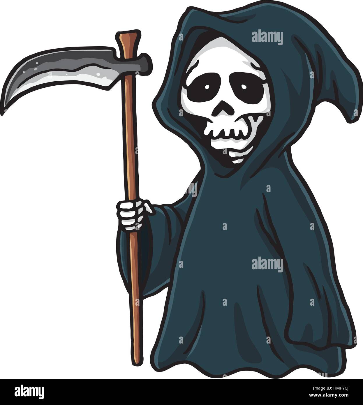 Grim Reaper Cartoon carino scheletro halloween illustrazione vettoriale Illustrazione Vettoriale