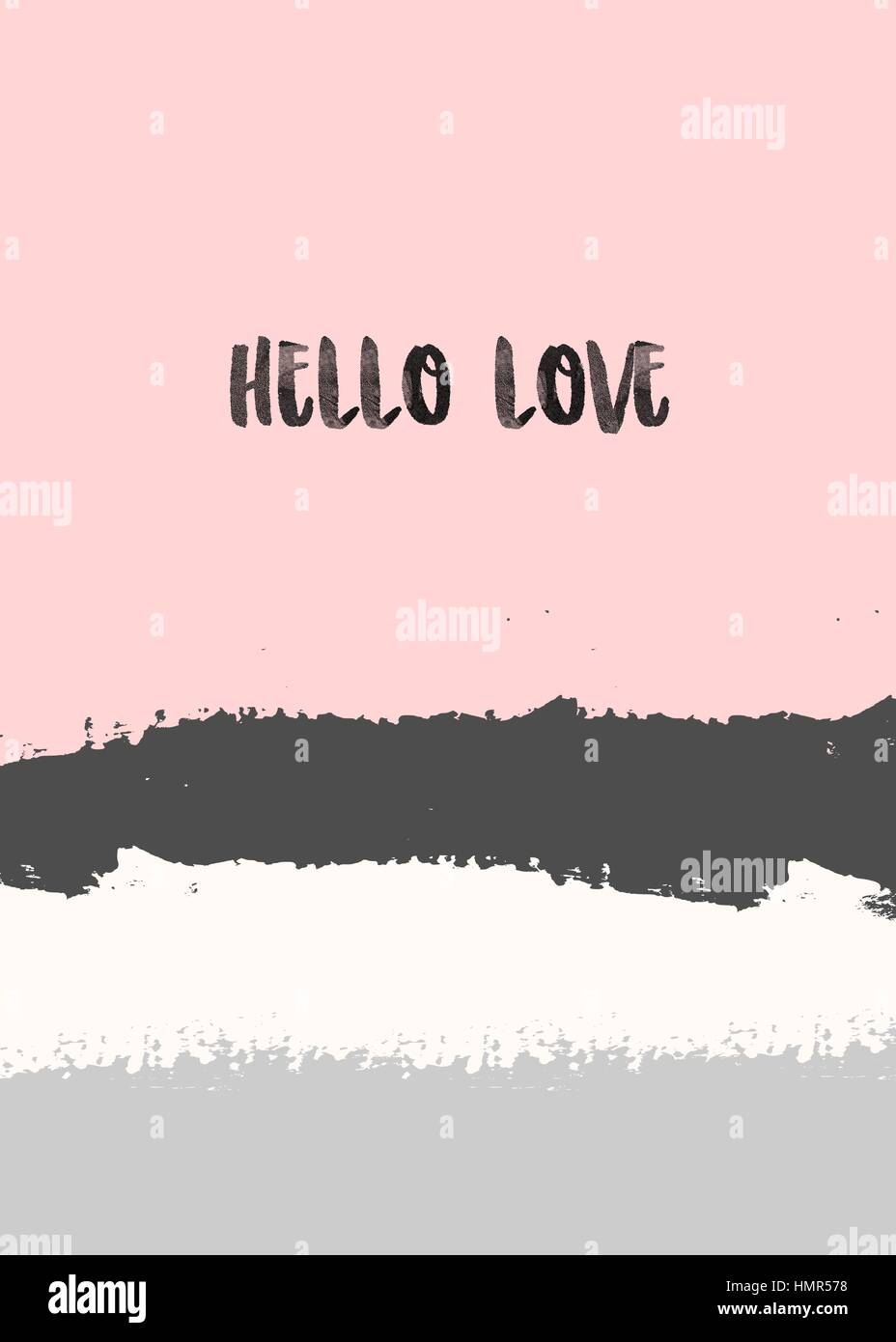Creative greeting card modello per il giorno di San Valentino con abstract pennellate in colori pastello e calligrafia moderno design di testo. Illustrazione Vettoriale