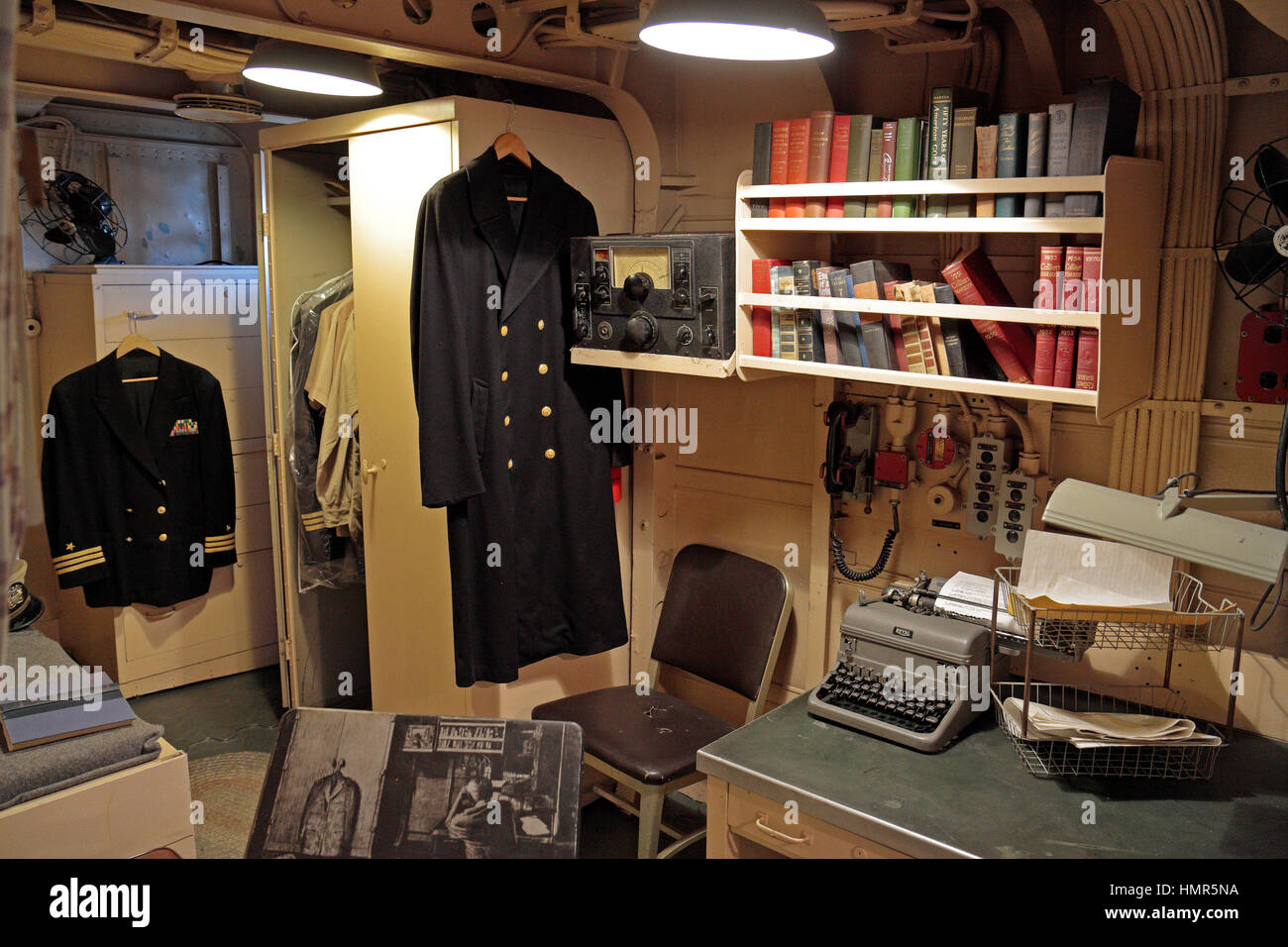 Cabina comandante USS Cassin Young, Boston National Historical Park, Charlestown Navy Yard, Boston, Massachusetts, Stati Uniti. Foto Stock