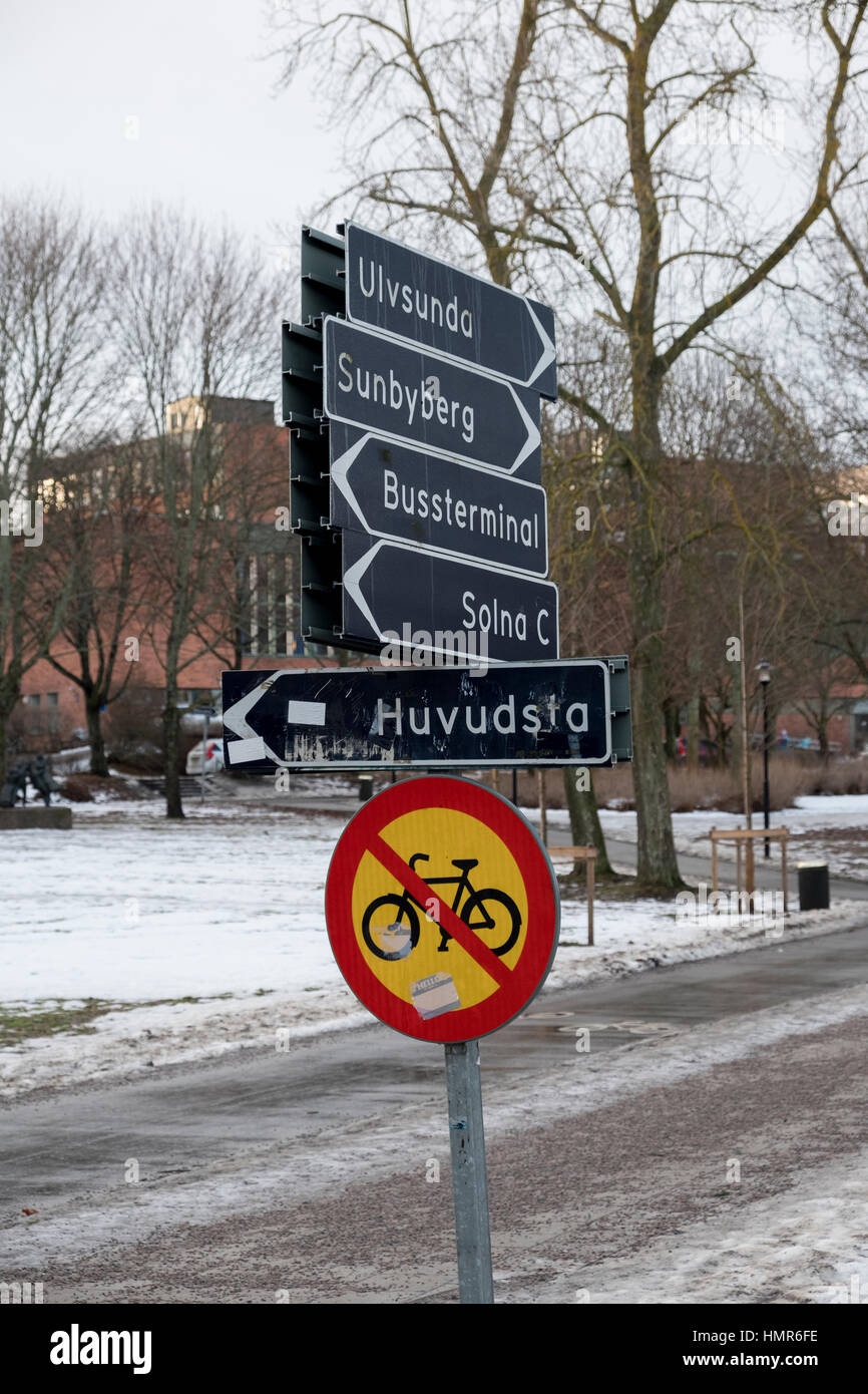 Riferimento a vari luoghi intorno a Solna Stoccolma, Svezia. Foto Stock
