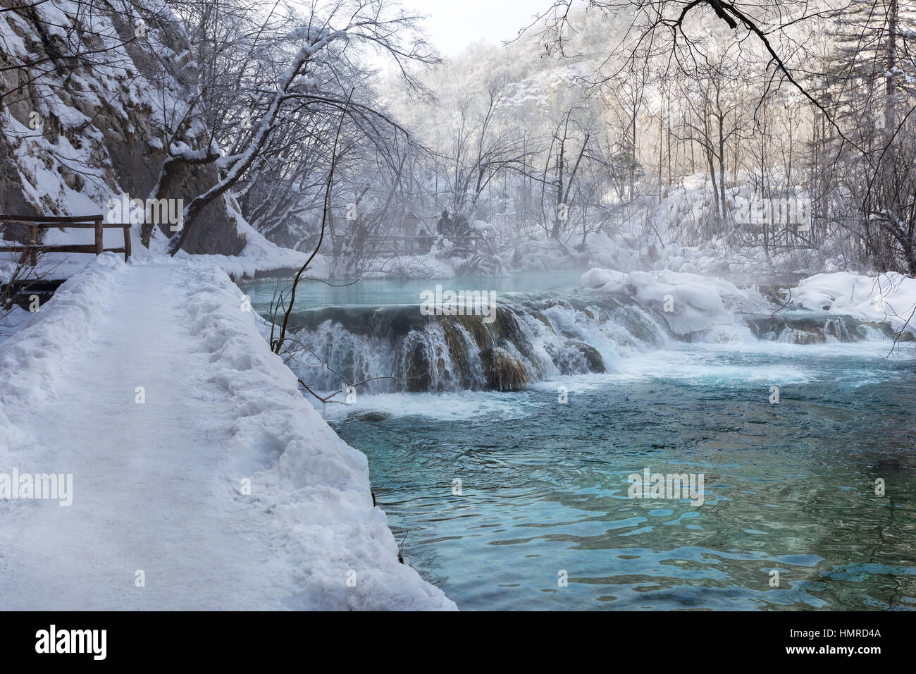 I laghi di Plitvice durante l'inverno, Croazia, Europa Foto Stock