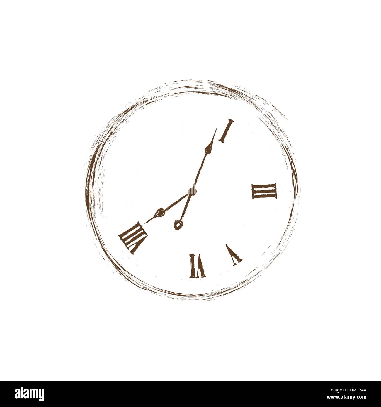 Il tempo perduto concetto. doodle quadrante con numeri danneggiati Illustrazione Vettoriale