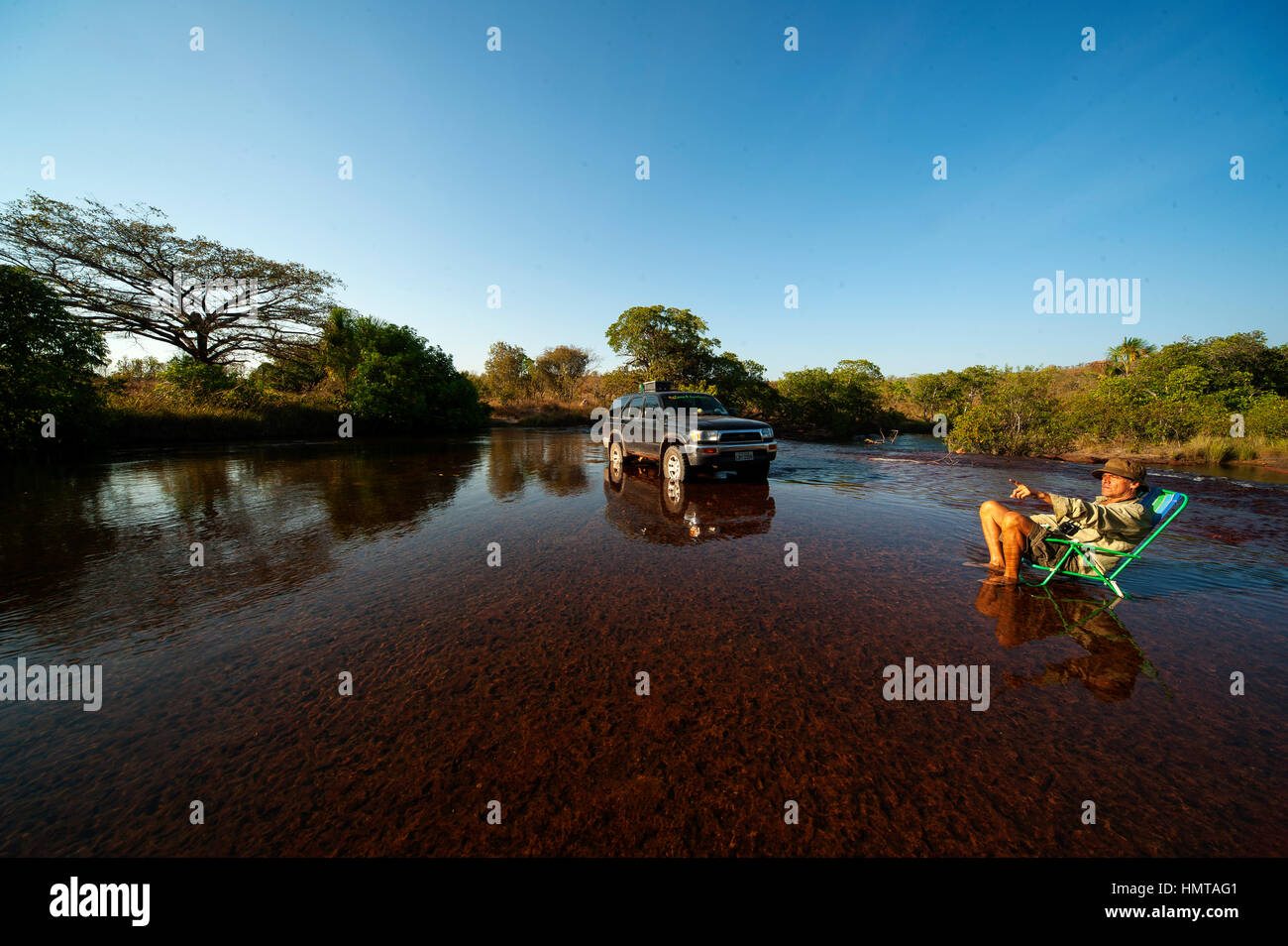 Metti in pausa per un periodo di riposo in sono sul fiume Tocantins Stato, Brasile Foto Stock