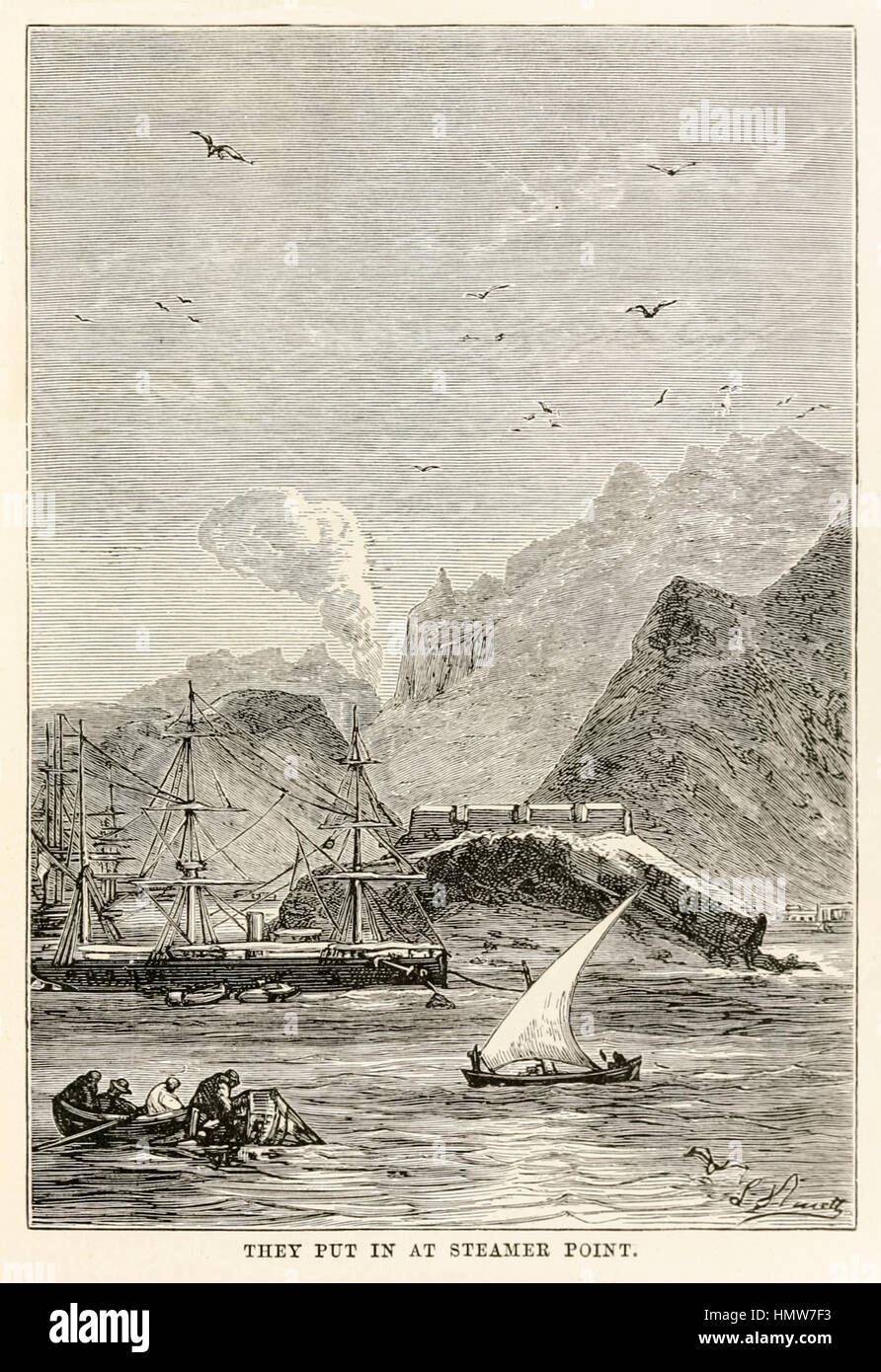 "Hanno messo a punto vaporizzatore." Da "il giro del mondo in ottanta giorni " di Jules Verne (1828-1905); illustrazione di Léon Benet (1839-1917) inciso da Louis Dumont (nato 1822). Foto Stock