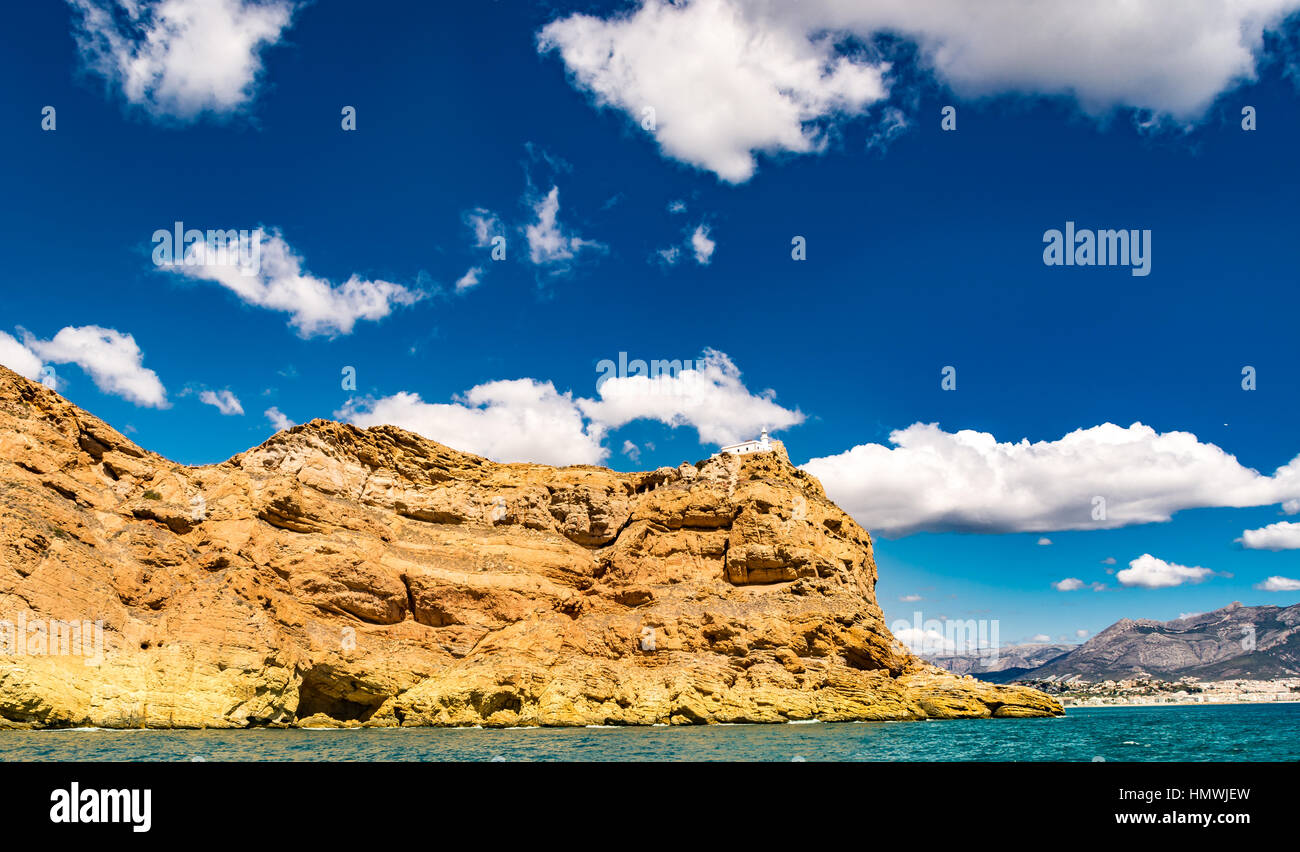 Costa Blanca si riferisce a oltre 200 chilometri di costa mediterranea nella provincia di Alicante, sulla costa sud-orientale della Spagna. Foto Stock