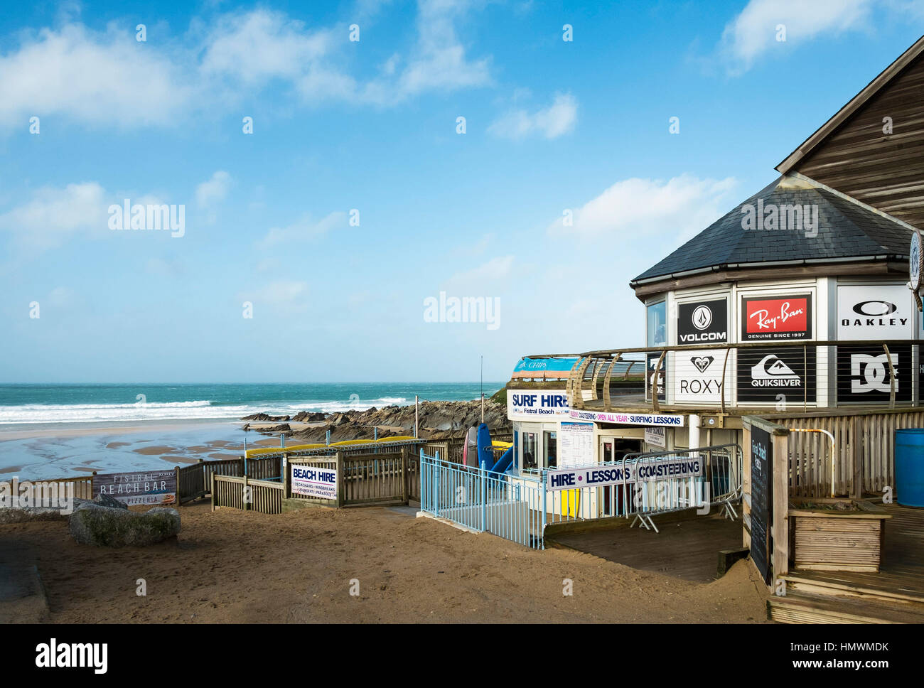 Noleggio surf Fistral Shop Store Edificio, Newquay Cornwall. Foto Stock