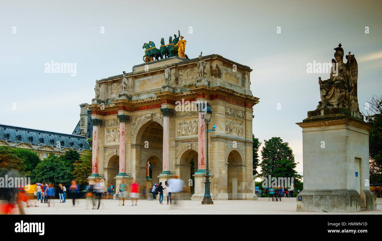 Arc de triomphe du Carrousel,è un arco trionfale che è stato commissionato nel 1806 per commemorare Napoleone vittorie militari Foto Stock