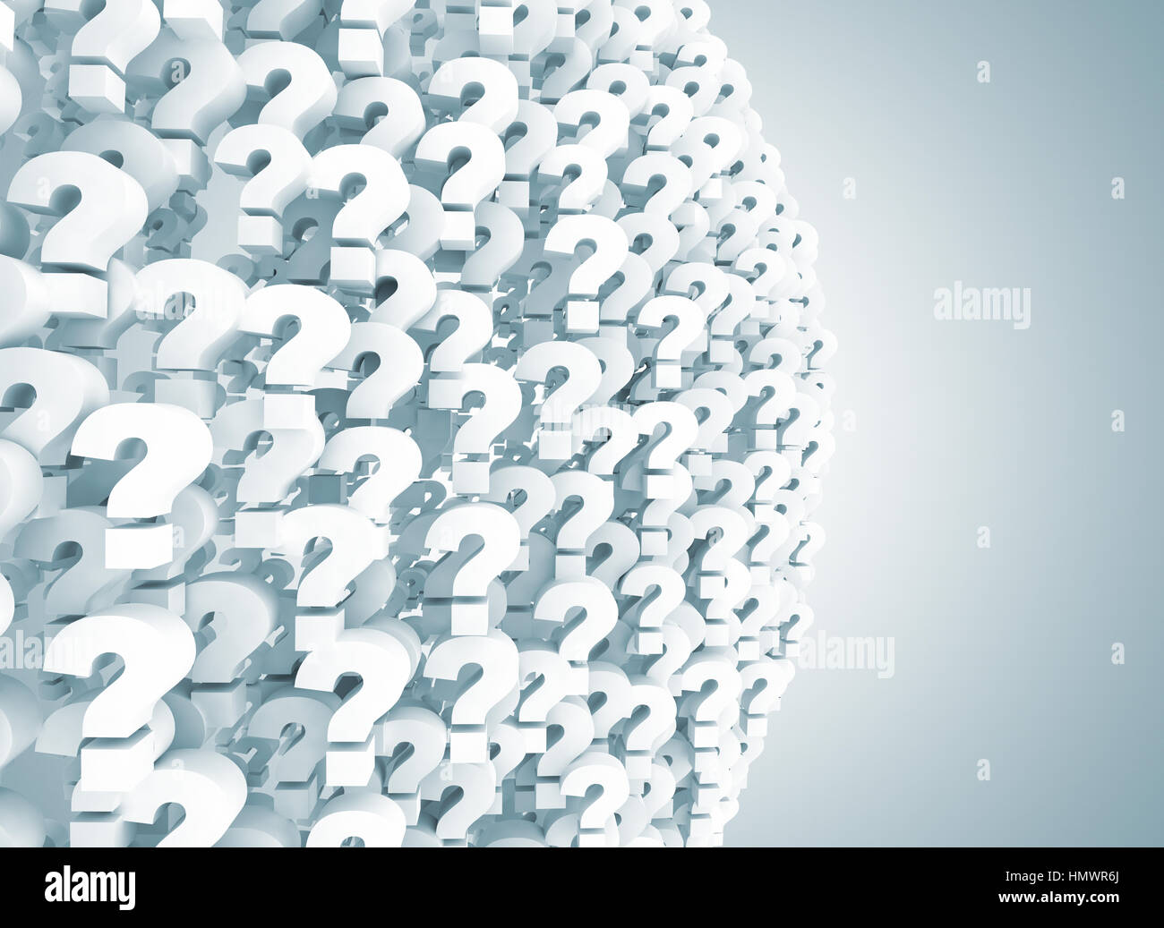 Sfera di interrogativi in 3D illustrazione Foto Stock