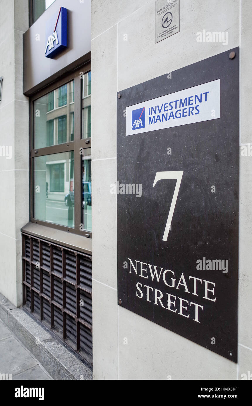 AXA Investment Managers ufficio alle 7 Newgate Street London Foto Stock