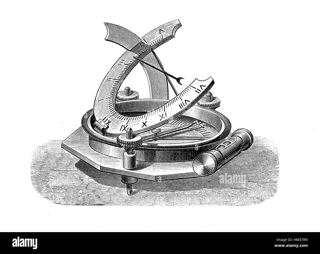 Meridiana, orologio portatile in uso intorno al XVI secolo Foto Stock