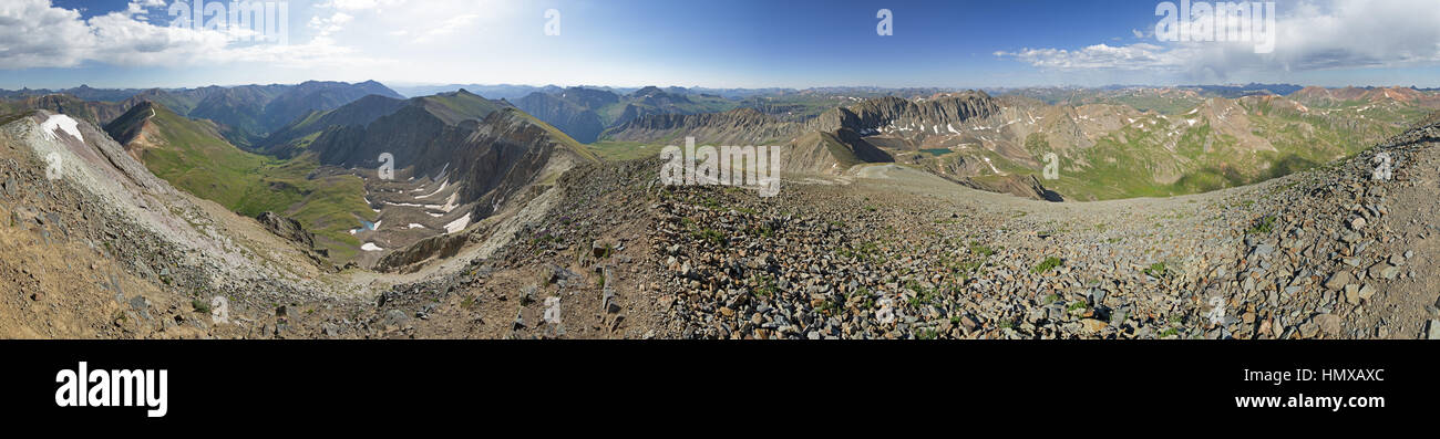 Panorama dalla vetta del Picco Handies nelle montagne di San Juan di Colorado Foto Stock