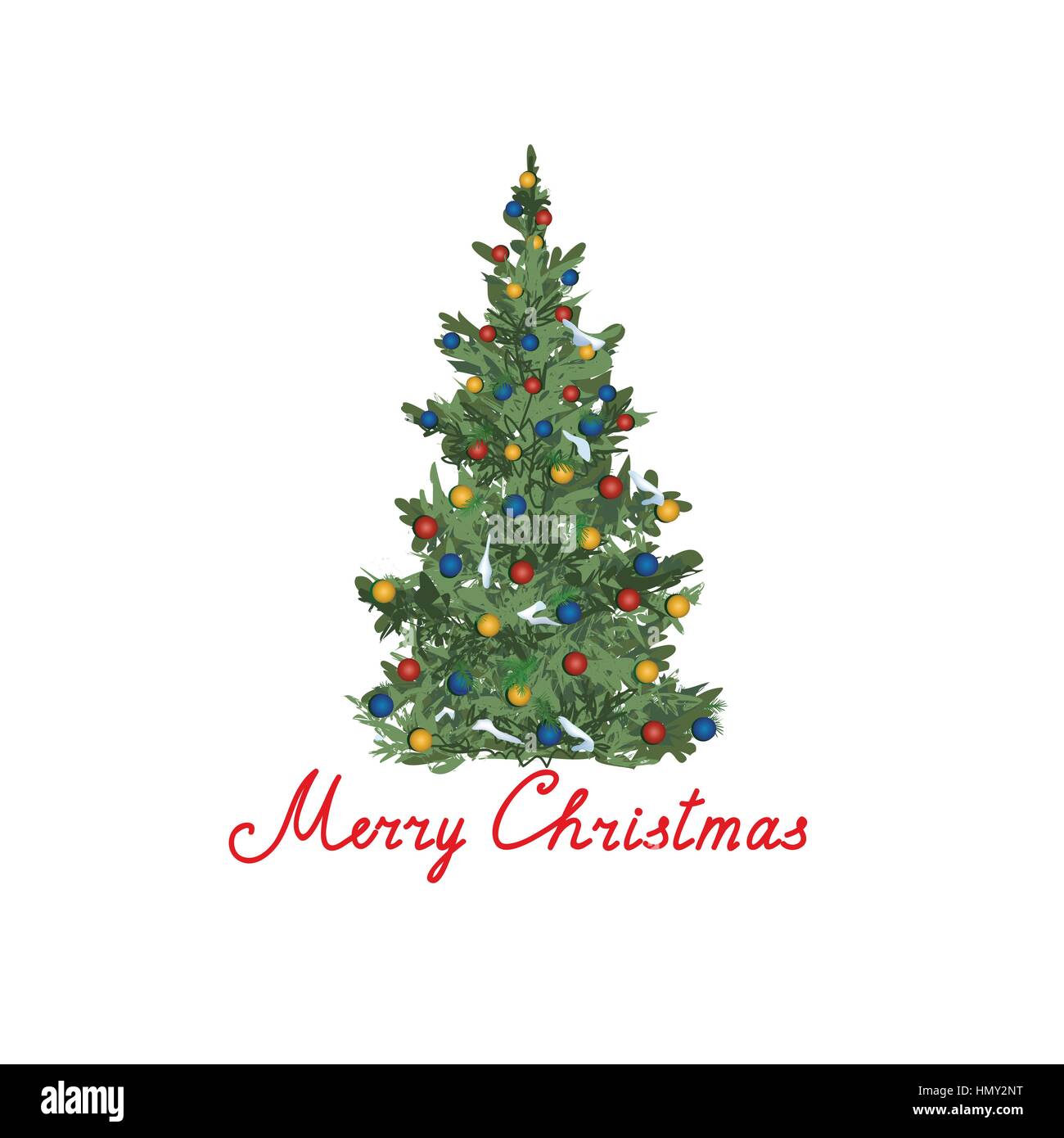 Albero di Natale sfondo. vacanze inverno greeting card design. lettere  manoscritte buon natale e decorate ad abete isolato su bianco backg  Immagine e Vettoriale - Alamy