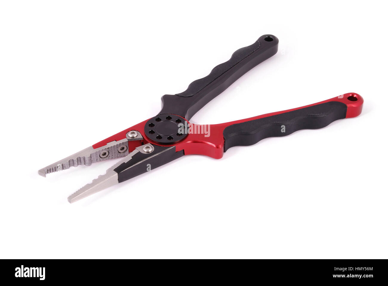 Una pinza di pesca isolati su sfondo bianco Foto Stock