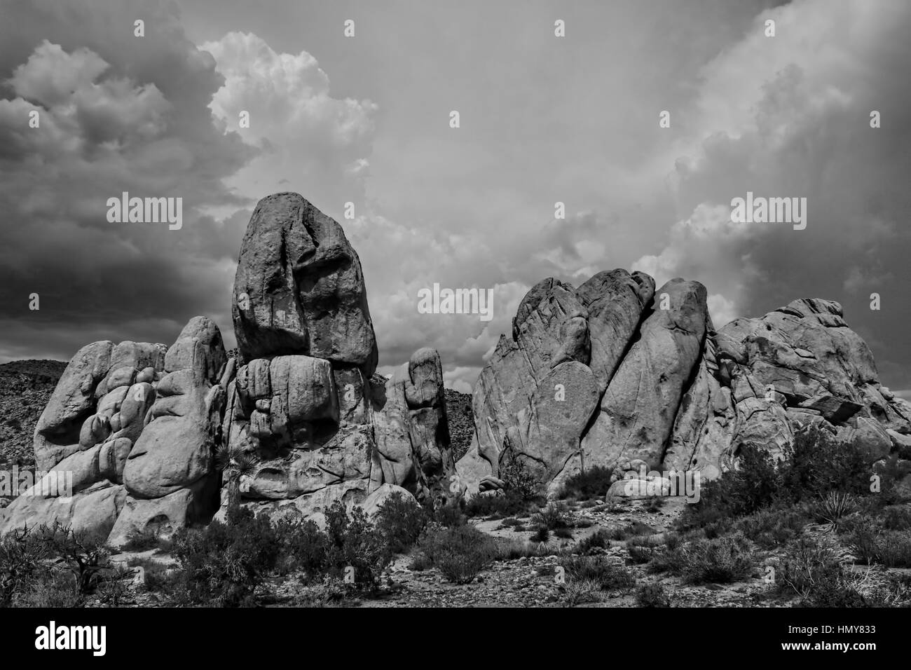 Tempesta nel Parco nazionale di Joshua Tree, Deserto Mojave, California Foto Stock