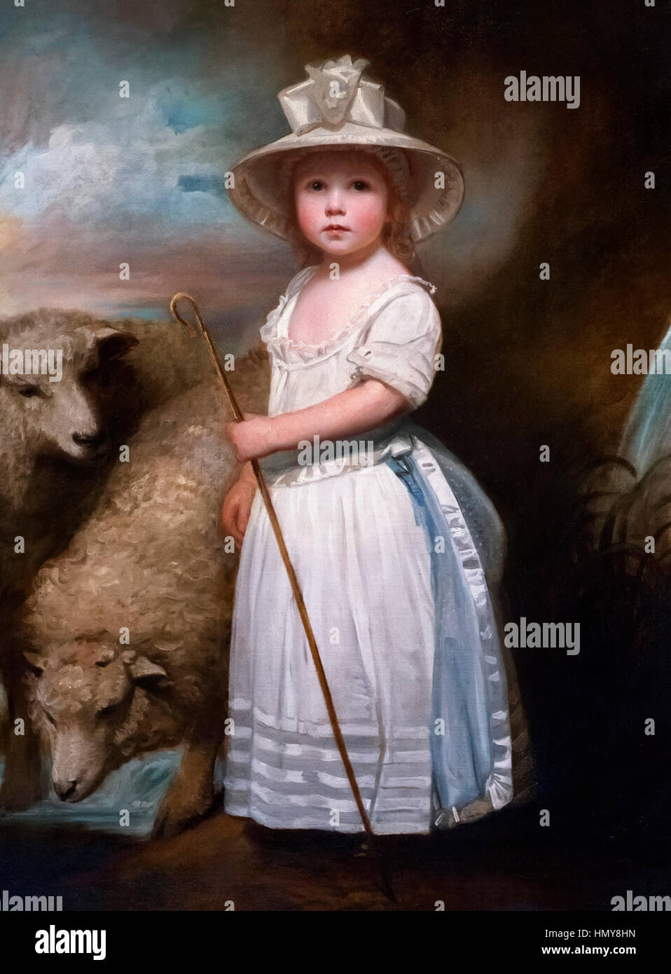 Little Bo Peep. 'Shepherd Girl' da George Romney, olio su tela, c.1780 Foto Stock