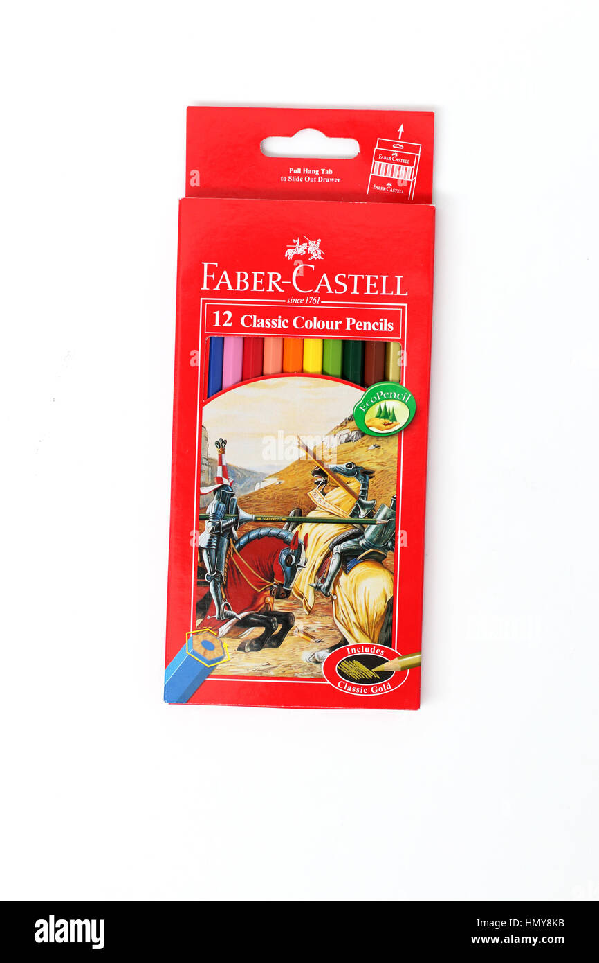 Faber Castell 12 Classic colore matite isolata contro uno sfondo bianco Foto Stock