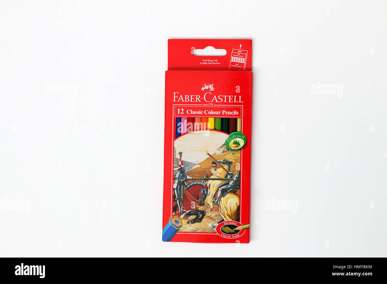 Faber Castell 12 Classic colore matite isolata contro uno sfondo bianco Foto Stock