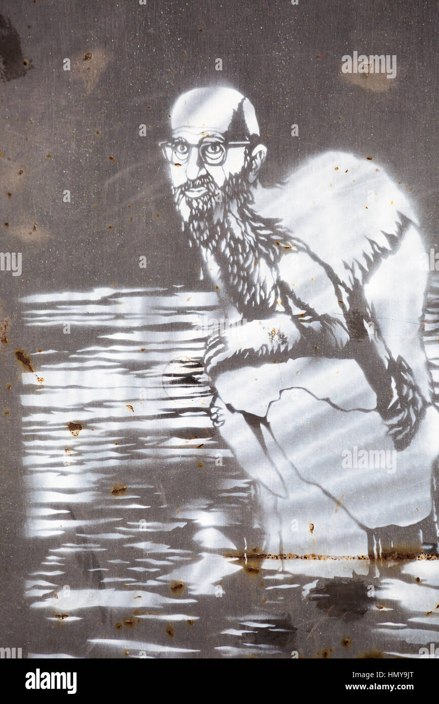 Orsoni affonda graffiti street art murale a Venezia, Italia nel mese di gennaio Foto Stock