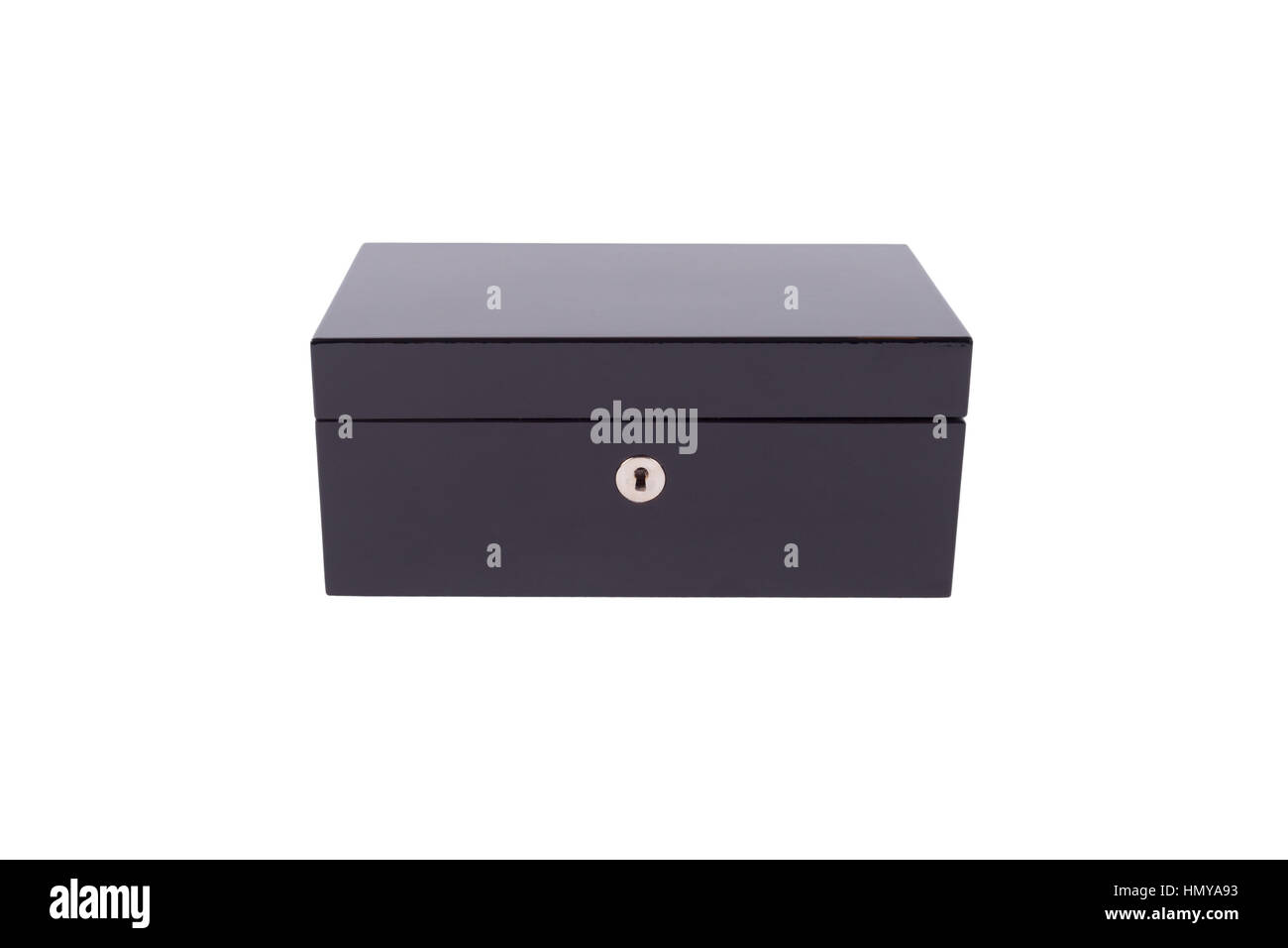 La scatola nera è un bloccato su uno sfondo bianco Foto Stock