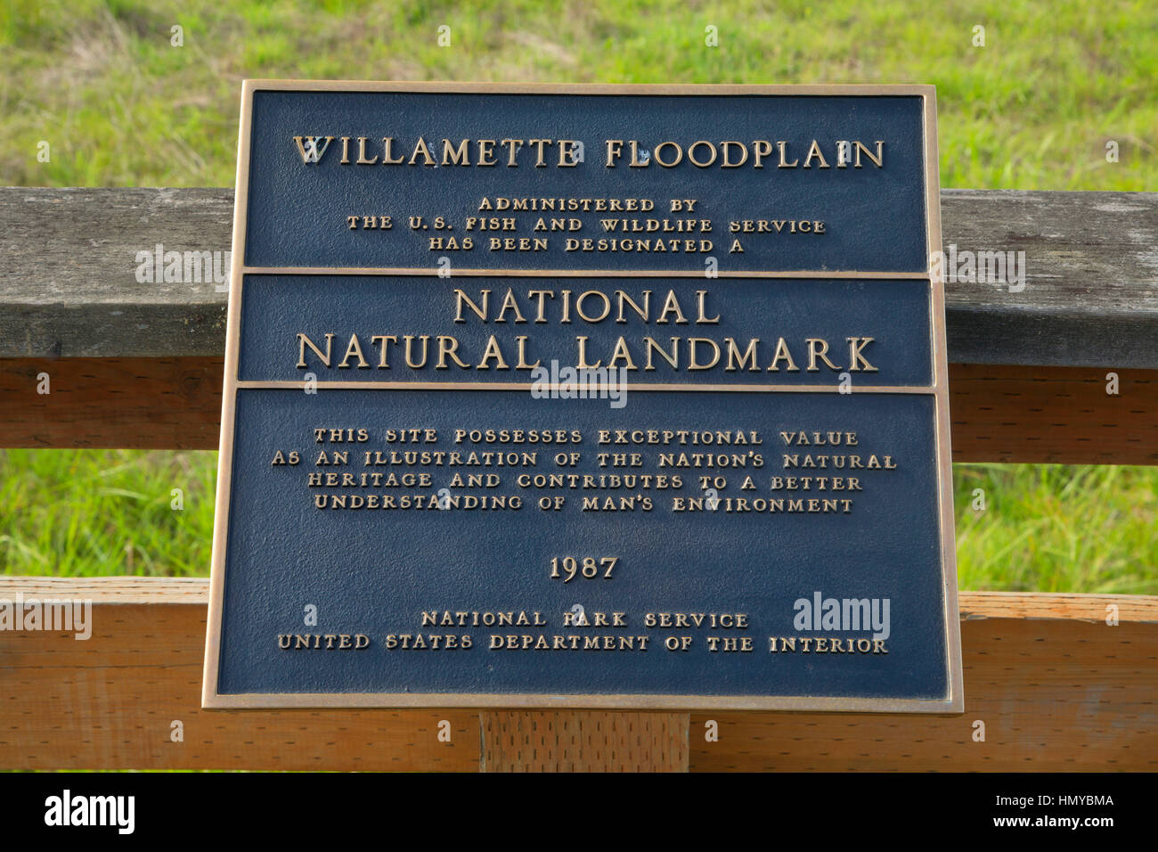 Willamette Floodplain Naturale Nazionale di placca Landmark, William Finley National Wildlife Refuge, Oregon Foto Stock