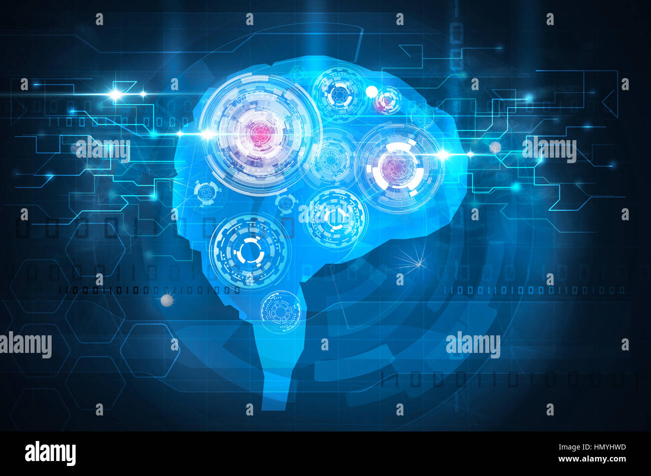 Cervello blu tecnologia scienza Foto Stock