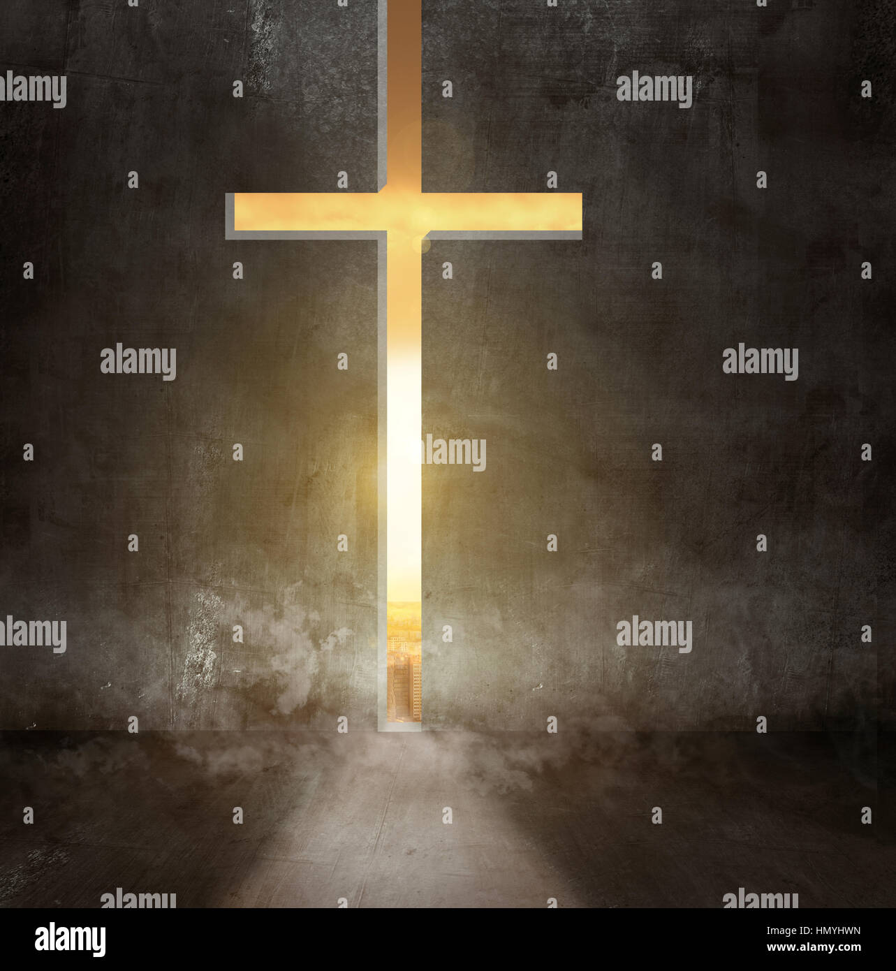 Croce in sunset fede concetto Foto Stock