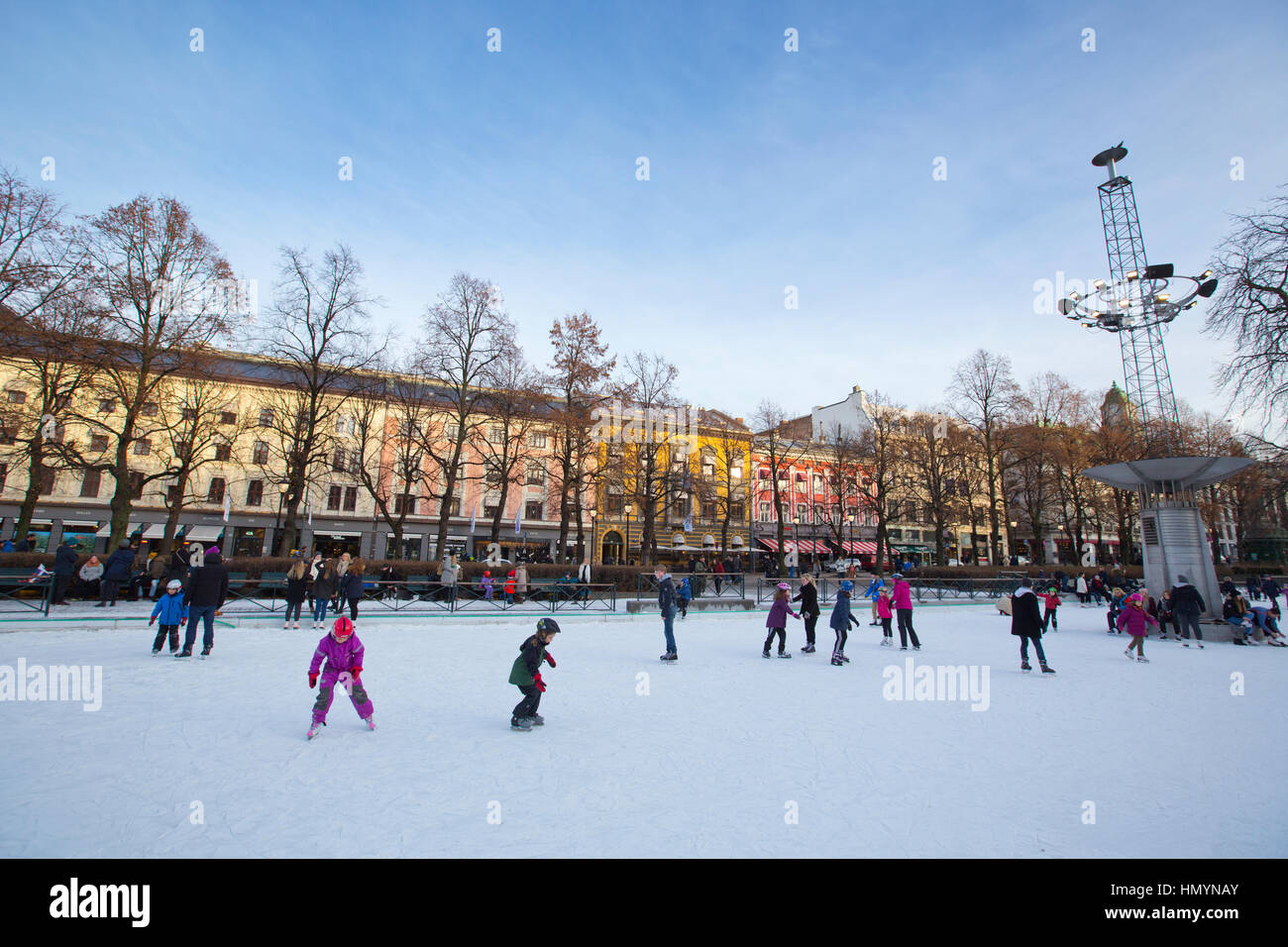 Spikersuppa pista di pattinaggio, Spikersuppa skøytebane, Eidsvolls plass, Karl Johans gate, Oslo, Norvegia Foto Stock