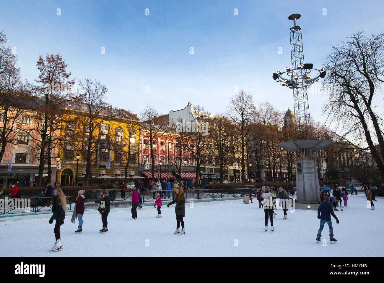 Spikersuppa pista di pattinaggio, Spikersuppa skøytebane, Eidsvolls plass, Karl Johans gate, Oslo, Norvegia Foto Stock