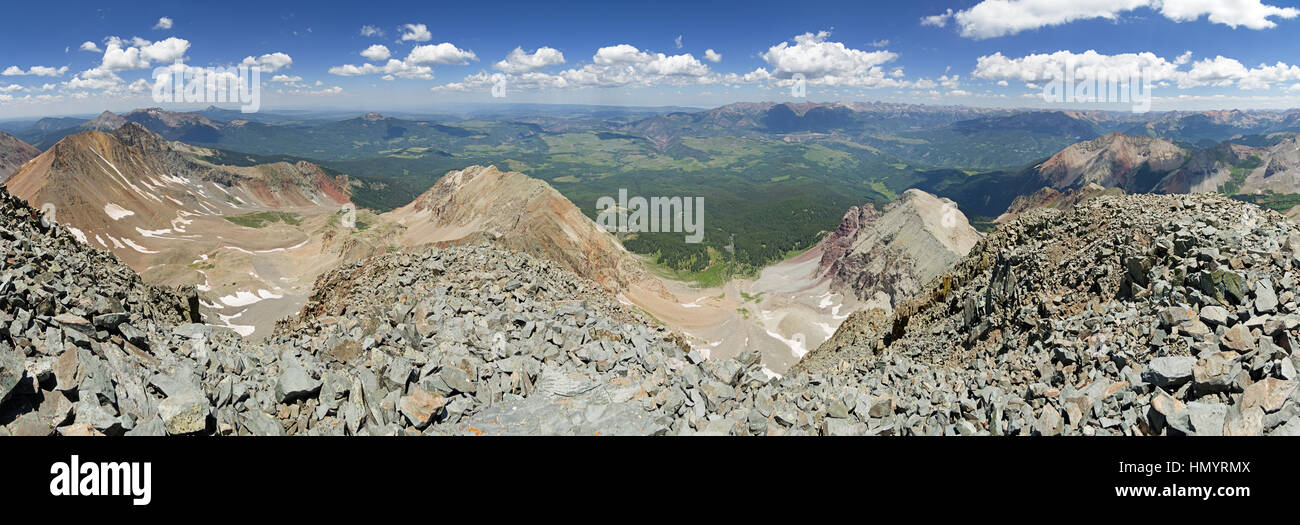 Panorama a nord dal vertice del picco di Wilson in San Juan gamma di Colorado Foto Stock