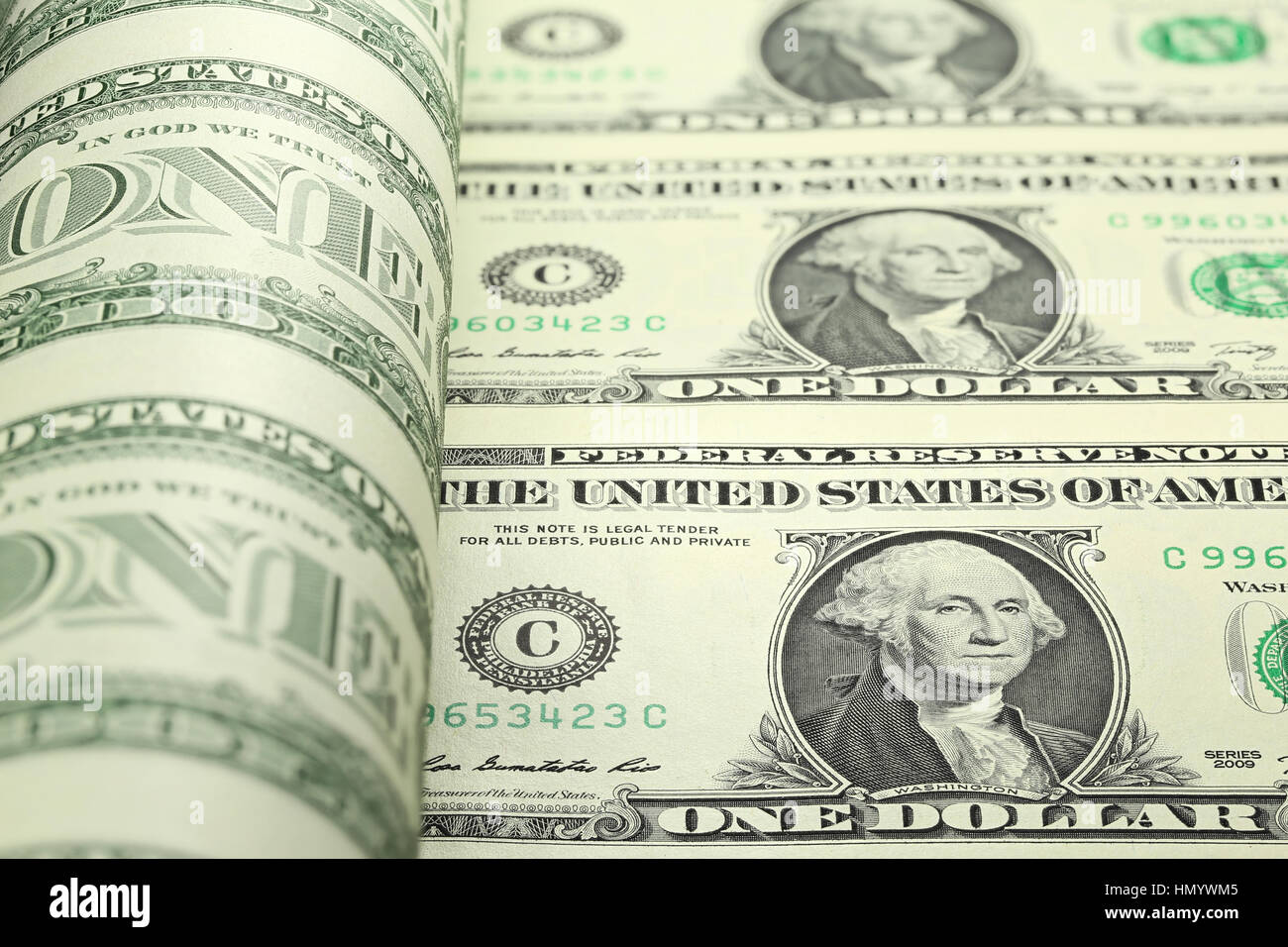 1 dollaro Usa foglio non tagliato Foto Stock