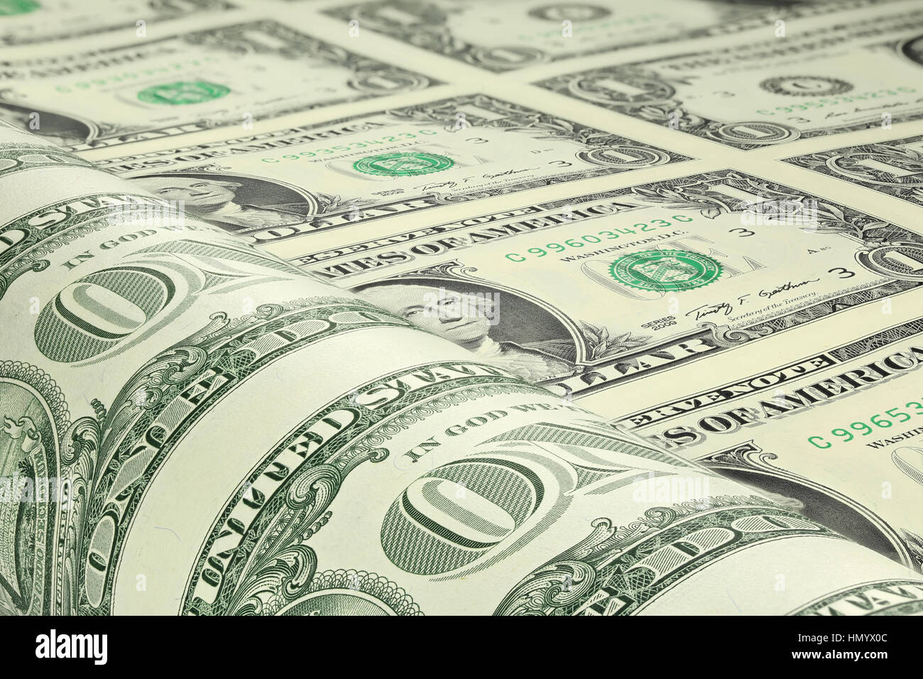 1 dollaro Usa foglio non tagliato Foto Stock