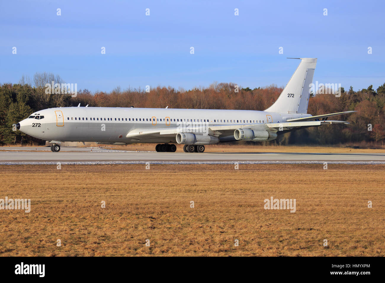 Manching/Germania Febbraio 10, 2015: Israele - Air Force Boeing 707-3L6C in atterraggio a Manching Aeroporto. Foto Stock