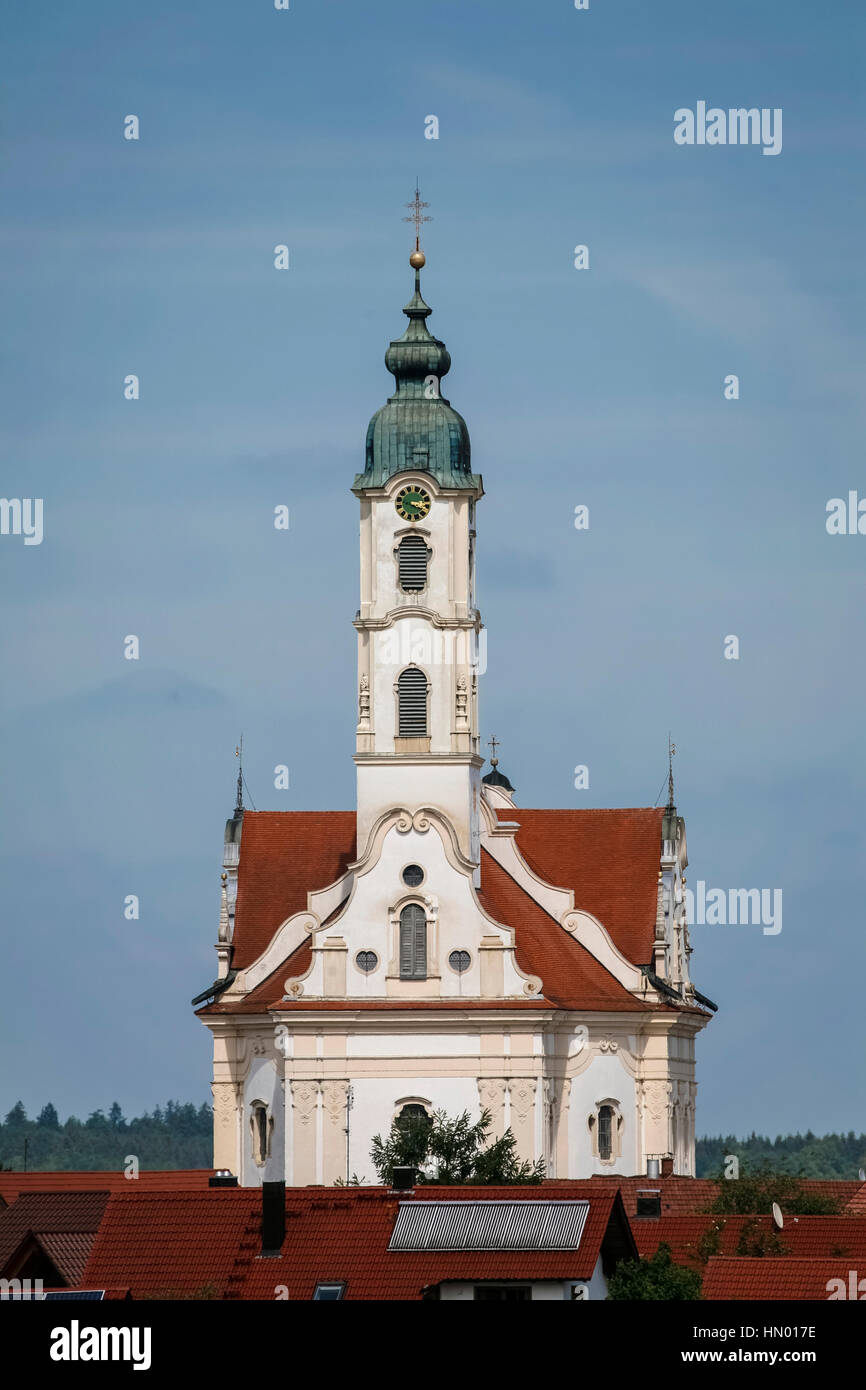 Chiesa del pellegrinaggio di San Pietro e Paolo, Steinhausen, Alta Svevia, Baden-Württemberg, Germania Foto Stock