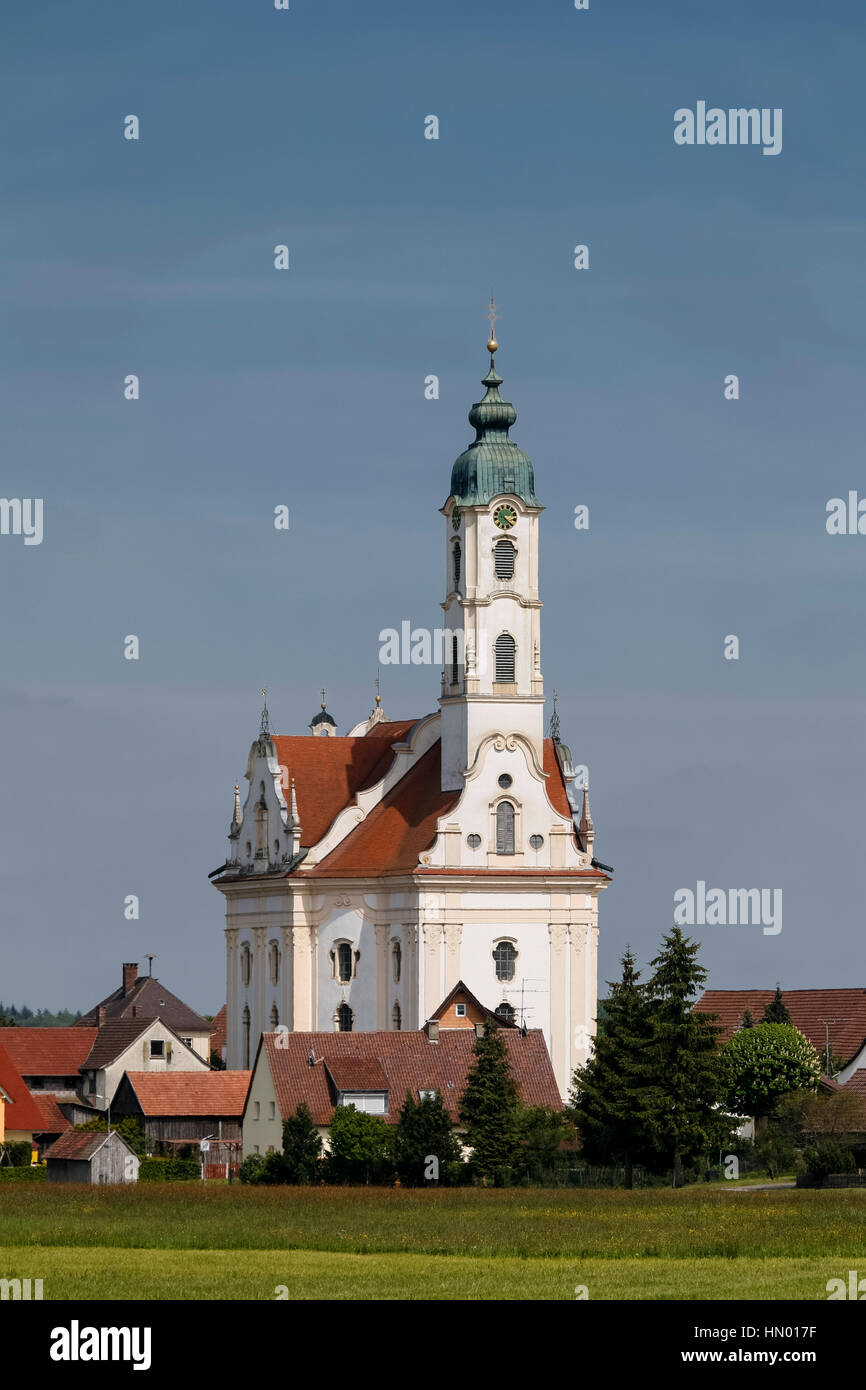 Chiesa del pellegrinaggio di San Pietro e Paolo, Steinhausen, Alta Svevia, Baden-Württemberg, Germania Foto Stock