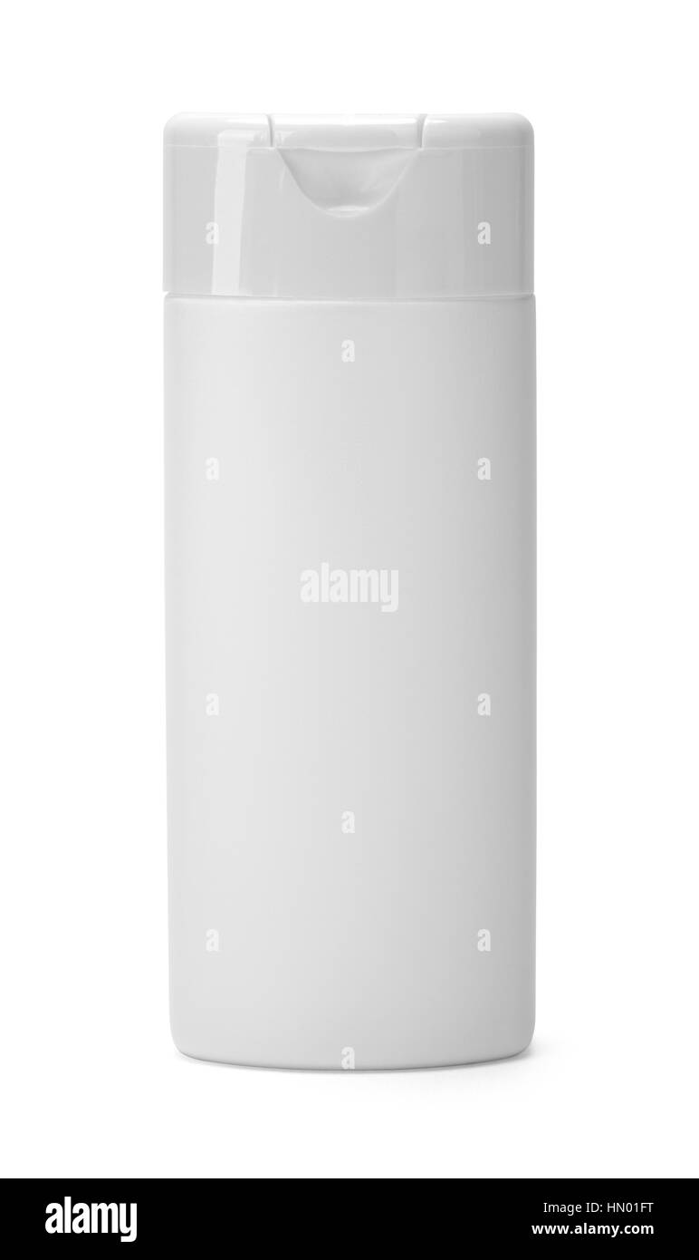 Bottiglia di shampoo con copia spazio isolato su sfondo bianco. Foto Stock