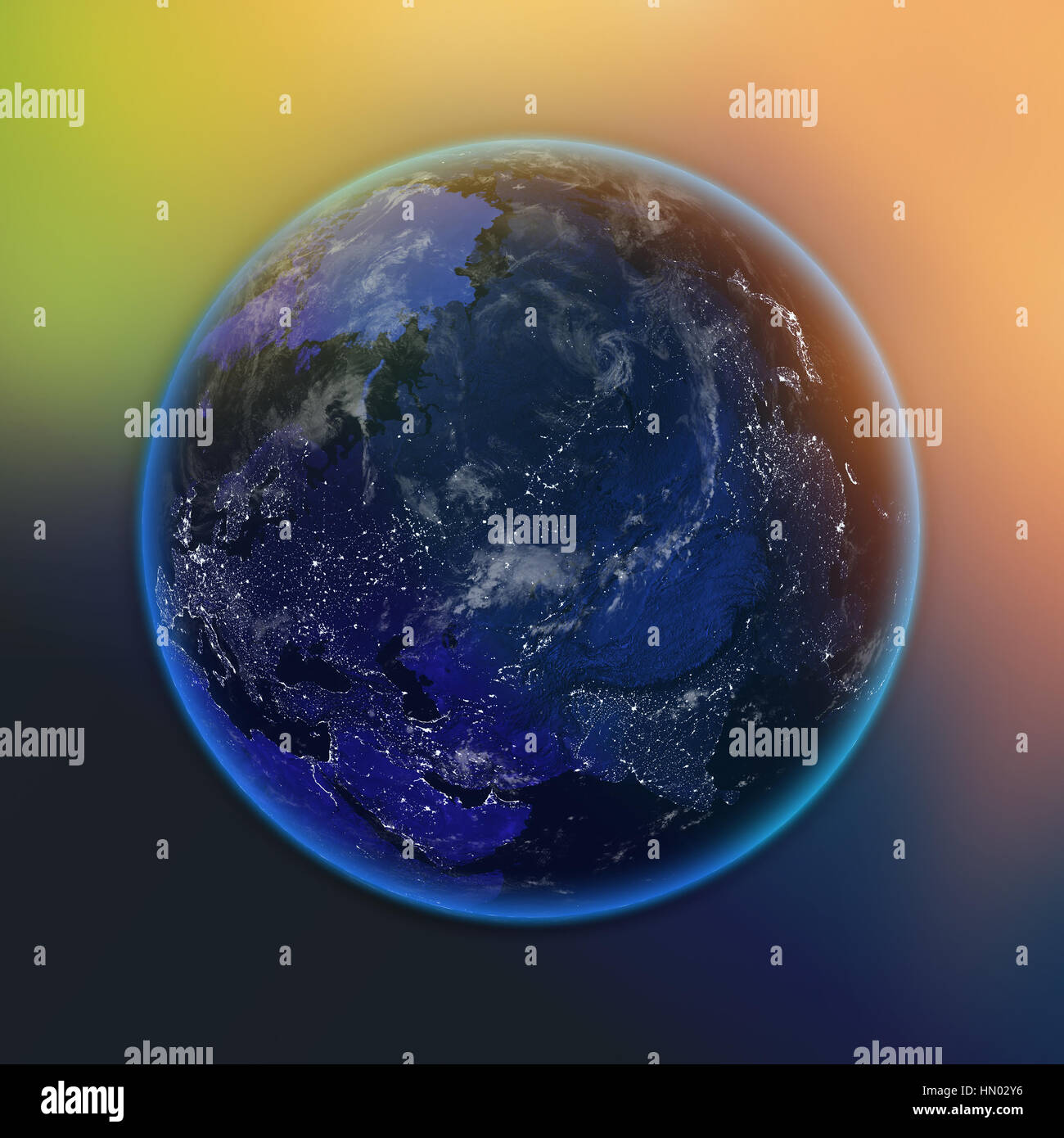 Il pianeta terra dallo spazio di notte Foto Stock