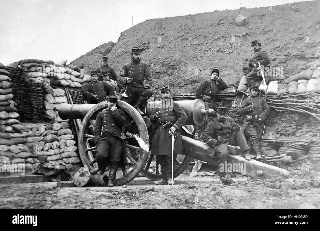 FRANCO-prussiana di guerra (1870-1871) francese posizione di artiglieria Foto Stock