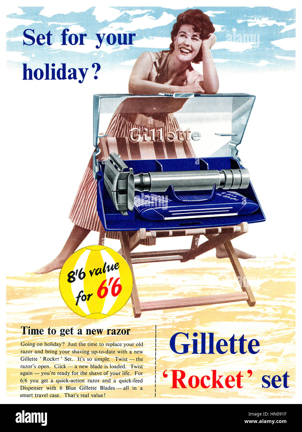 1956 British pubblicità per Gillette rasoi Foto stock - Alamy