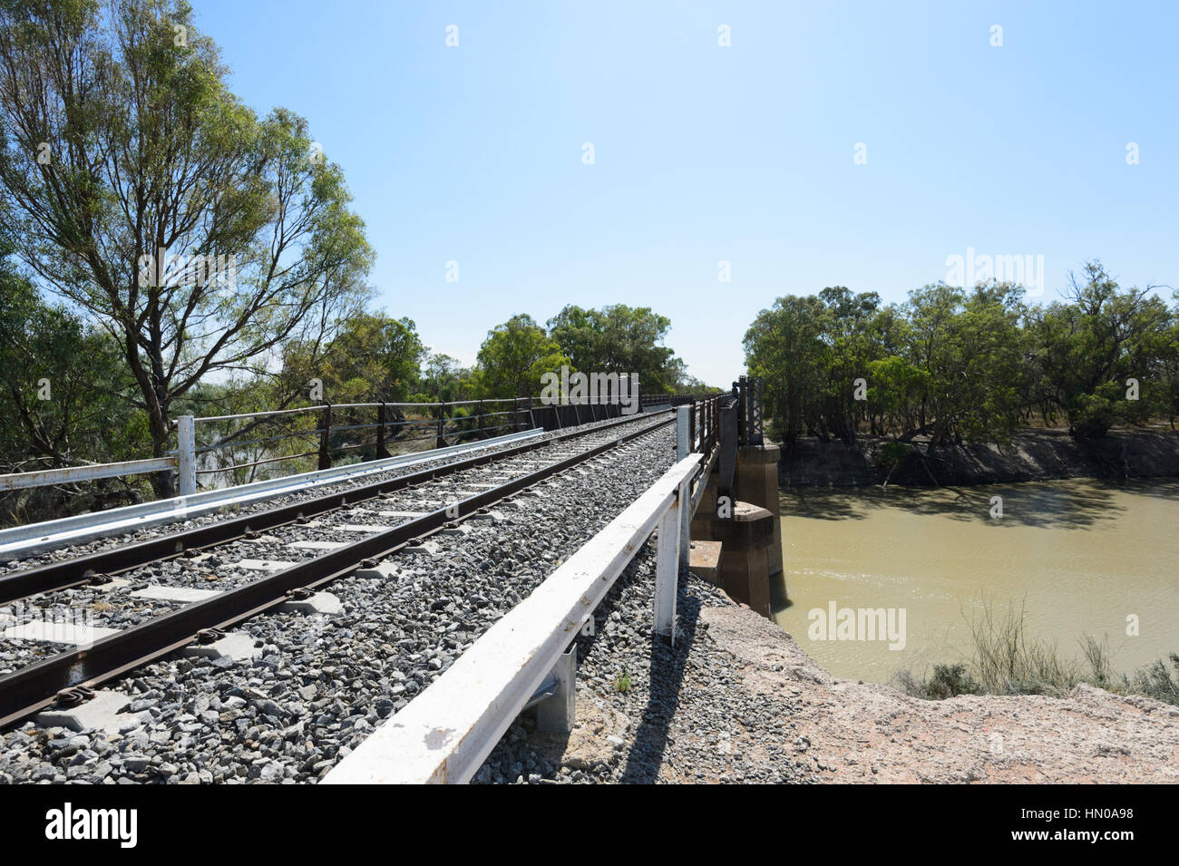 Rampa Menindee Link costruito nel 1927, sulla linea a Broken Hill, Nuovo Galles del Sud, NSW, Australia Foto Stock