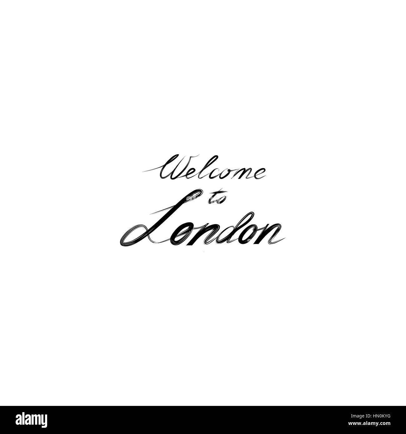 Londra segno lettere manoscritte. London city Tipografia Grafica. attrazione della capitale dell'inghilterra, disegnato a mano illustrazione vettoriale Illustrazione Vettoriale