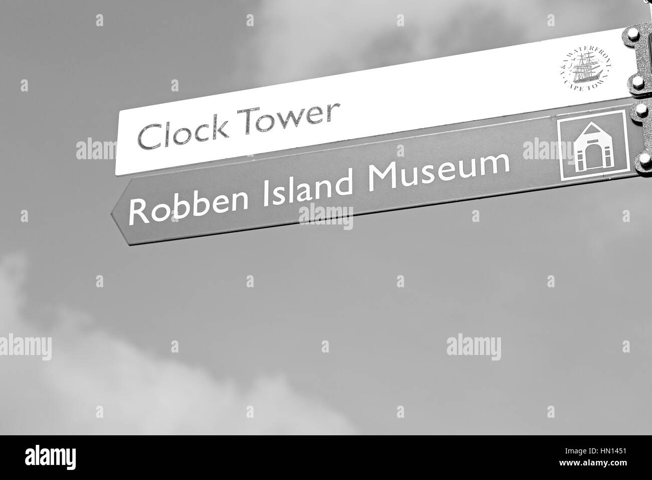 La sfocatura in Sud Africa close up del segno di simbolo del museo come sfondo Foto Stock