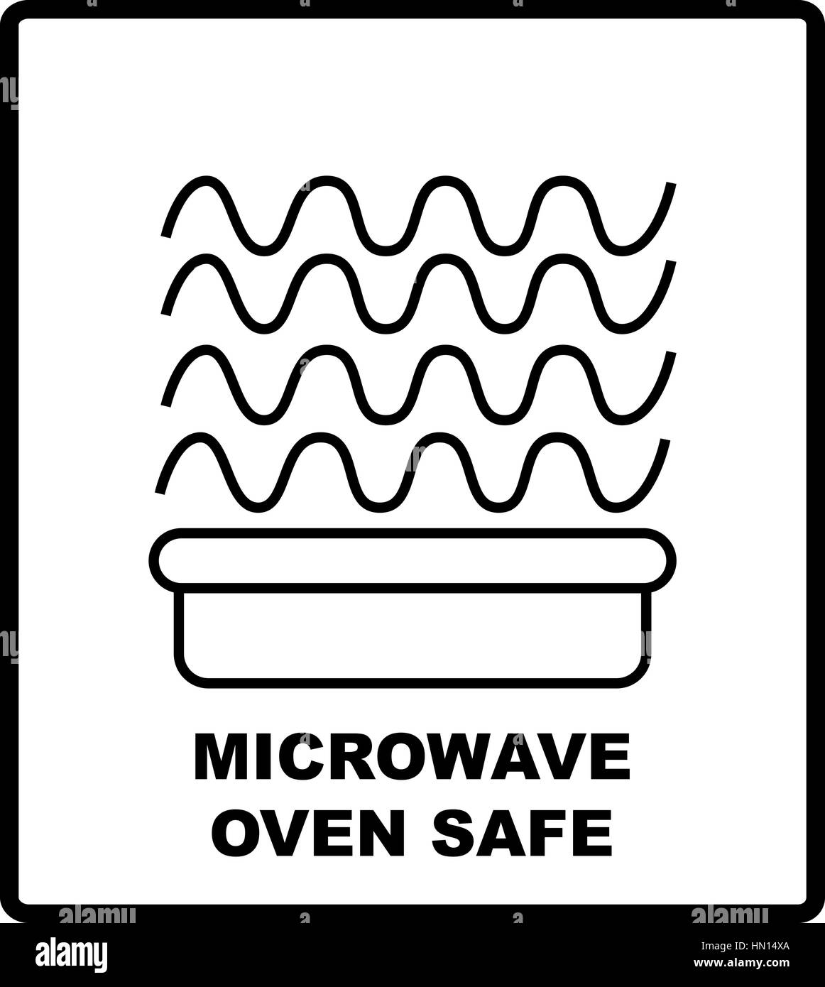 Forno a microonde simbolo sicuro, isolato illustrazione vettoriale. Simbolo per l'uso in formato pacchetto design. Per l'uso in scatole di cartone, i pacchetti e i pacchi. Illustrazione Vettoriale