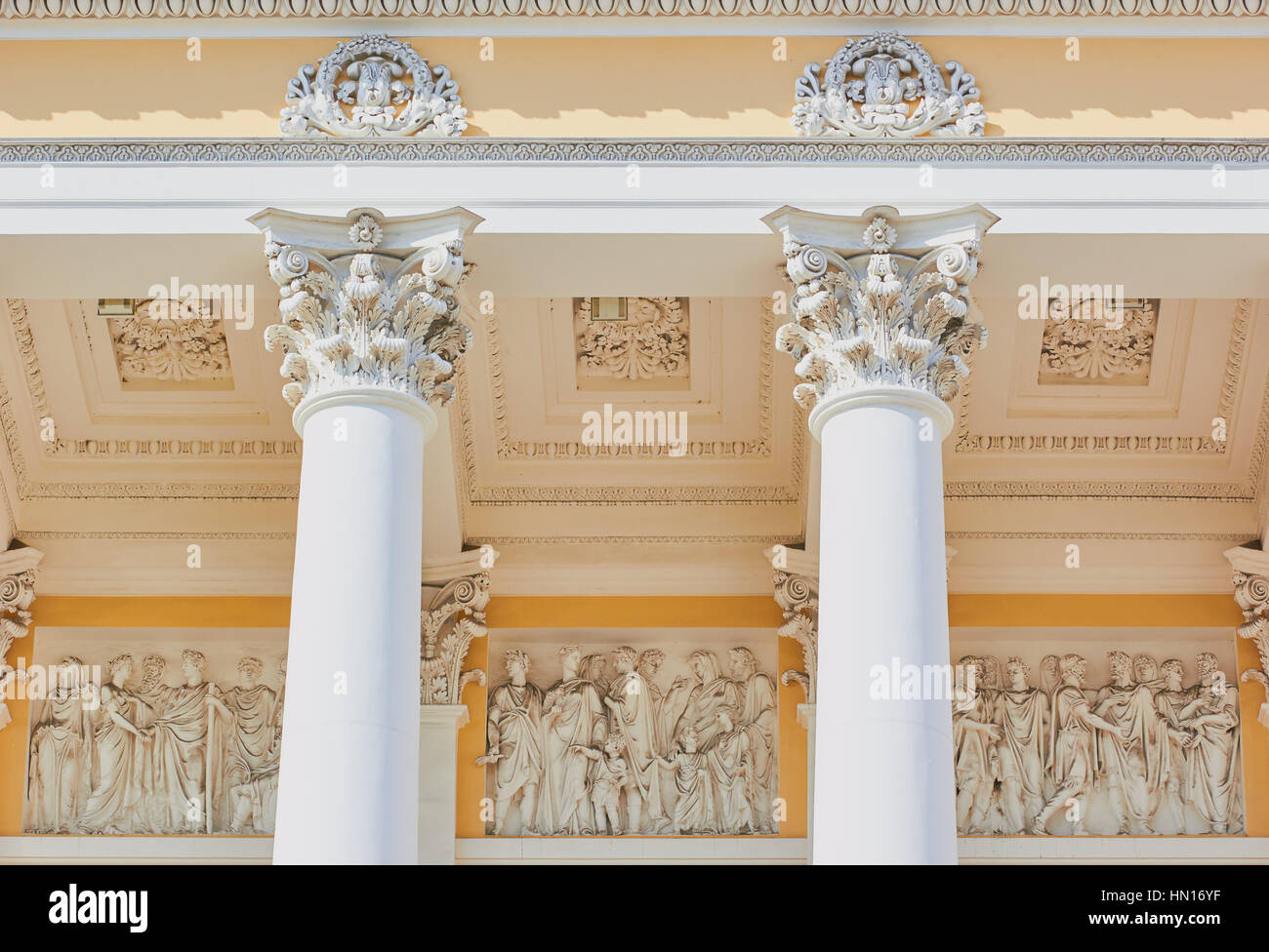 Facciata ornata di Palazzo Mikhailovsky, edificio principale del Museo Russo, la Piazza delle Arti, Gostinyy Dvor, San Pietroburgo, Russia Foto Stock